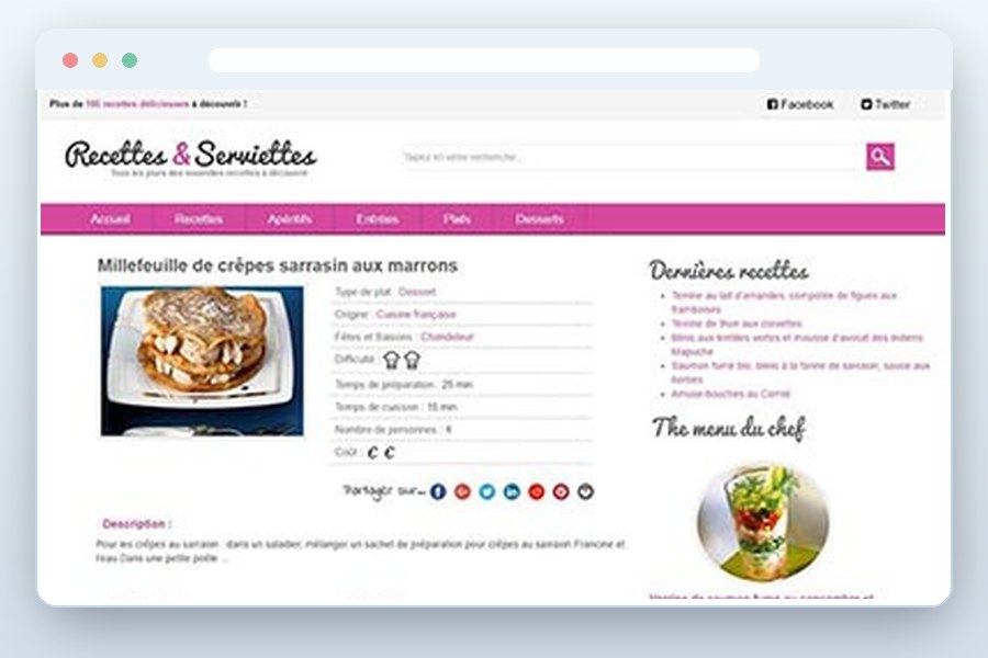 Recettes et Serviettes — proyecto web Concepty