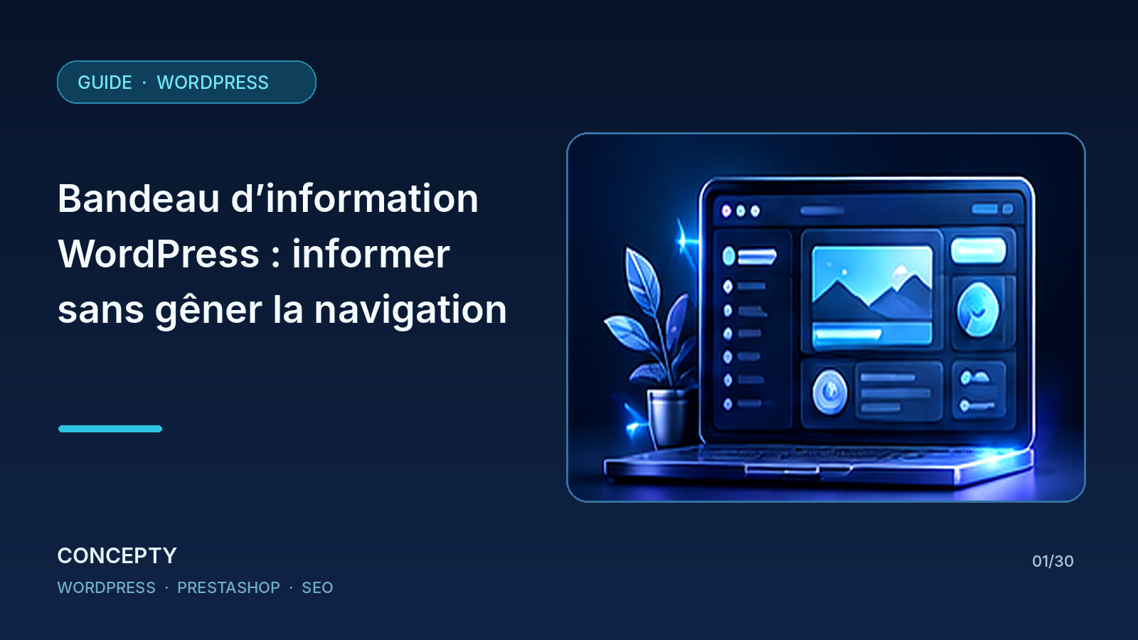 Concepty editorial illustration: WordPress announcement bar: inform visitors without blocking navigation
