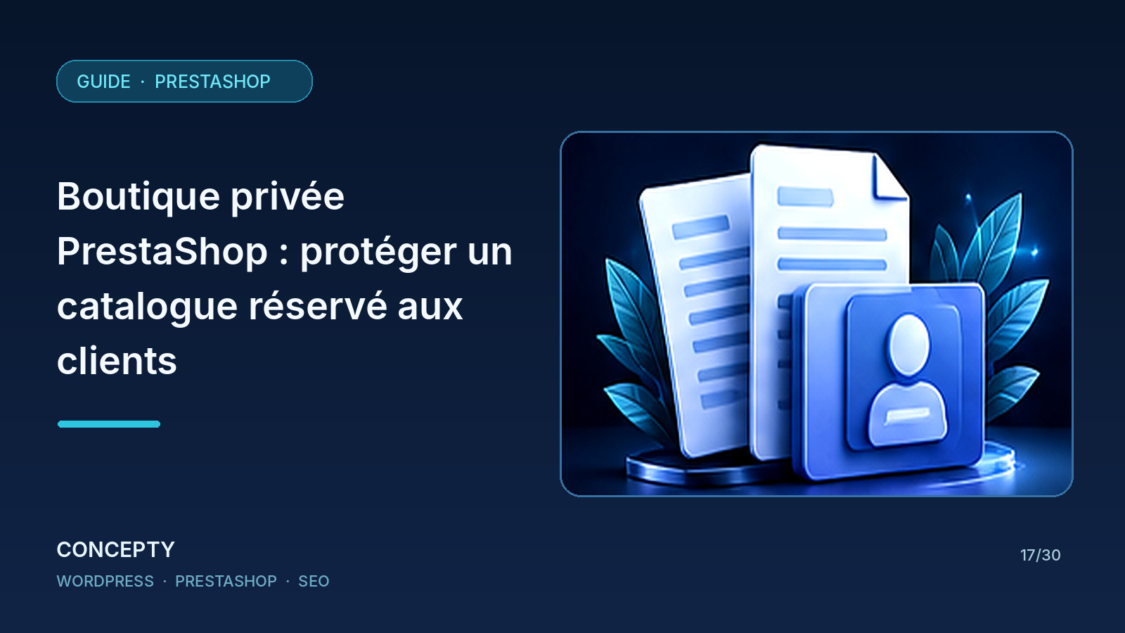 Concepty editorial illustration: Private PrestaShop store: control access to a restricted product catalogue