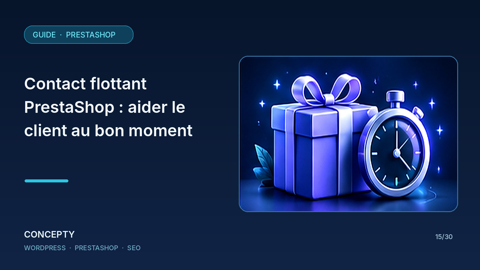 Illustration éditoriale Concepty : Contact flottant PrestaShop : aider le client au bon moment