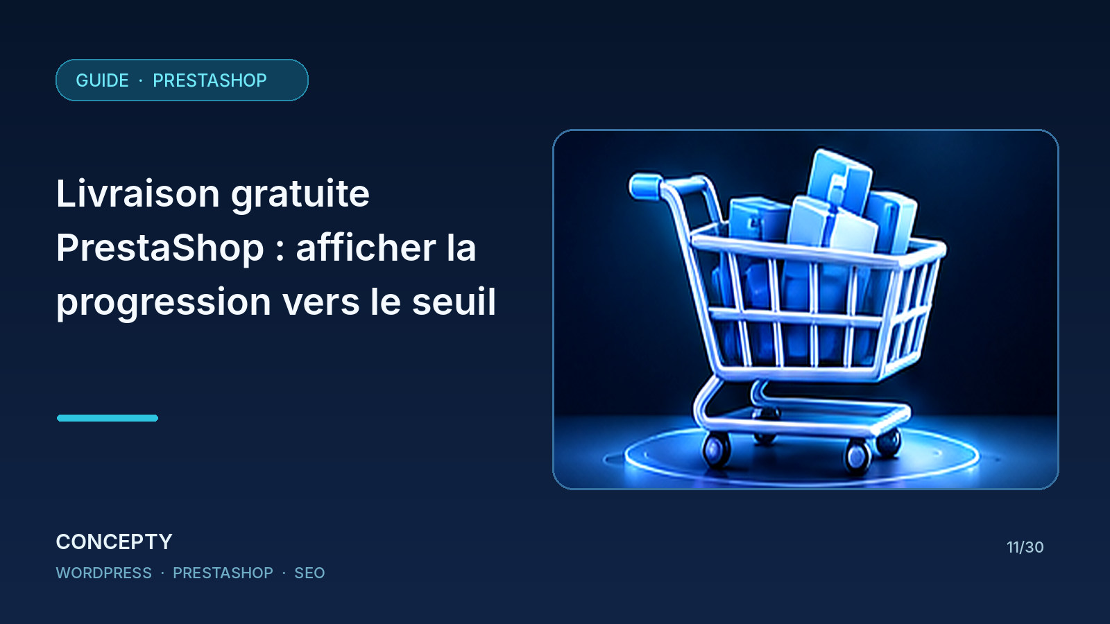 Concepty editorial illustration: PrestaShop free-shipping progress bar: explain how close a cart is to the threshold