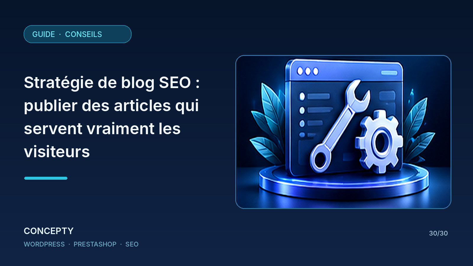 Illustration éditoriale Concepty : Stratégie de blog SEO : publier des articles qui servent vraiment les visiteurs