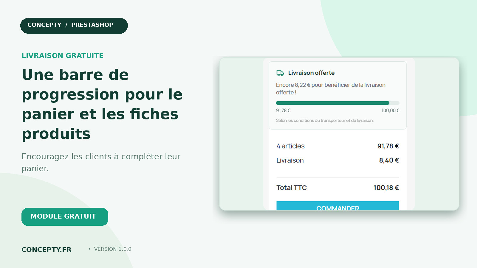 Free shipping progress bar module for PrestaShop cart