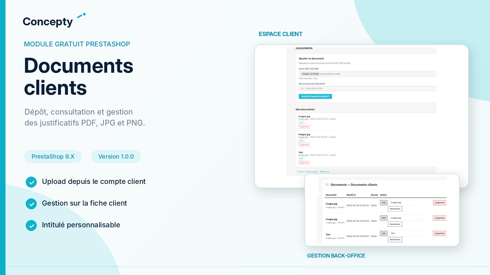 Module documents clients PrestaShop gratuit : dépôt et gestion des fichiers PDF JPG PNG