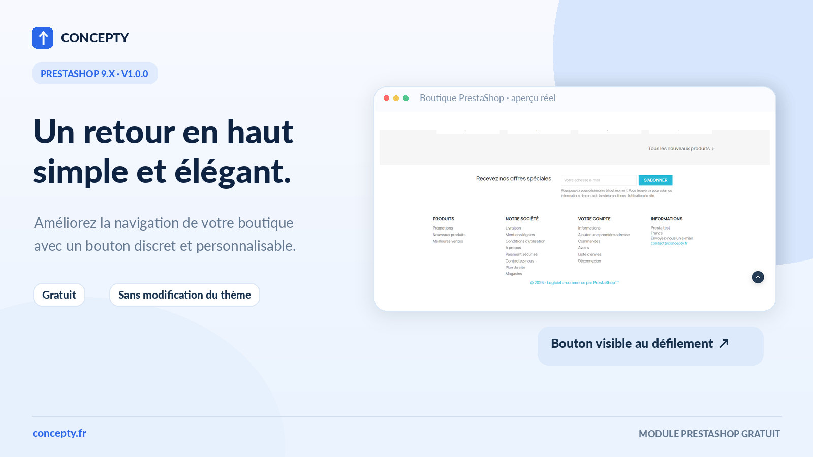 Free PrestaShop scroll-to-top module with customizable button